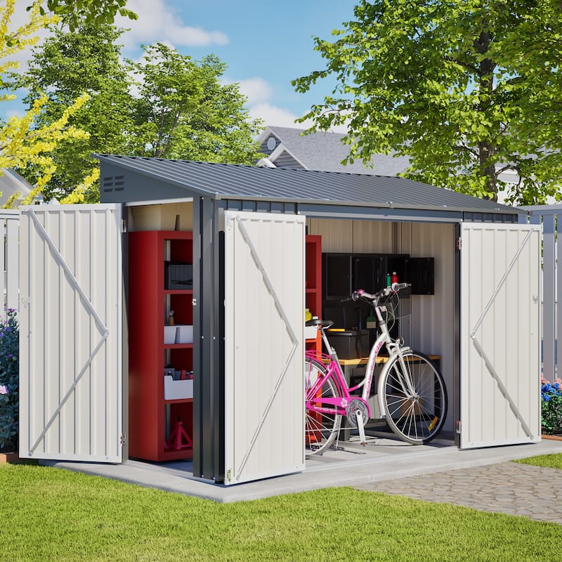 GDFStudio - Lucas All-Weather Outdoor Heavy Duty Metal Storage Shed with Robust Construction and Easy Assembly