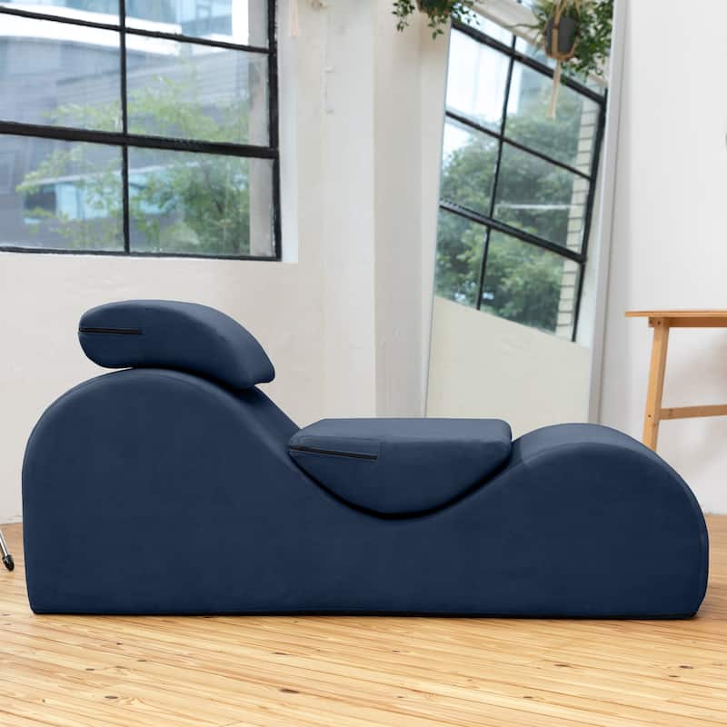 Avana Luvu Lounger - Chaise Lounge Chair for Yoga, Exercise, Stretching, Massage and More - High Density Foam Core - Ink Blue