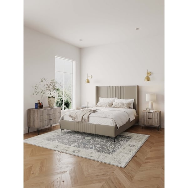Manhattan Comfort2-Piece DUMBO Modern Standard 3-Drawer Dresser and DUMBO Modern 2.0 Nightstand in Midnight Blue Manhattan Comfort2-Piece DUMBO Modern Standard 3-Drawer Dresser and DUMBO Modern 2.0 Nightstand in Midnight Blue