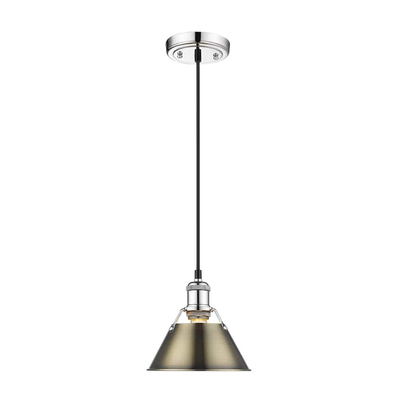 Orwell 7.5" Wide Small Pendant in Chrome with Aged Brass - Silver