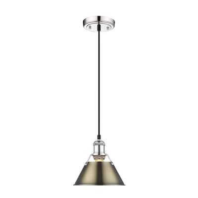 Orwell 7.5" Wide Small Pendant in Chrome with Aged Brass - Silver