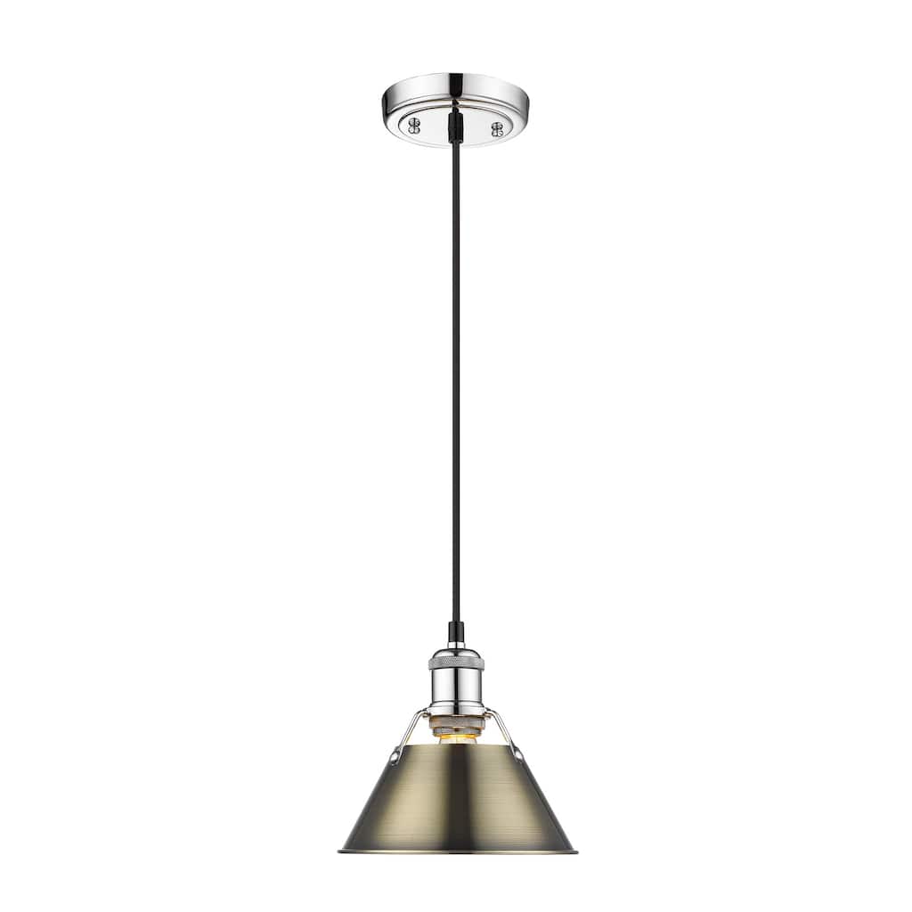 Orwell 7.5" Wide Small Pendant in Chrome with Aged Brass - Silver