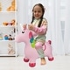 preview thumbnail 16 of 41, BounceZiez Inflatable Bouncy Ride-On Hopper with Pump Pink Unicorn