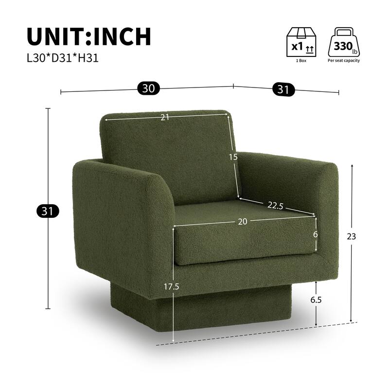 Boucle Swivel Chair with Thick Cushion