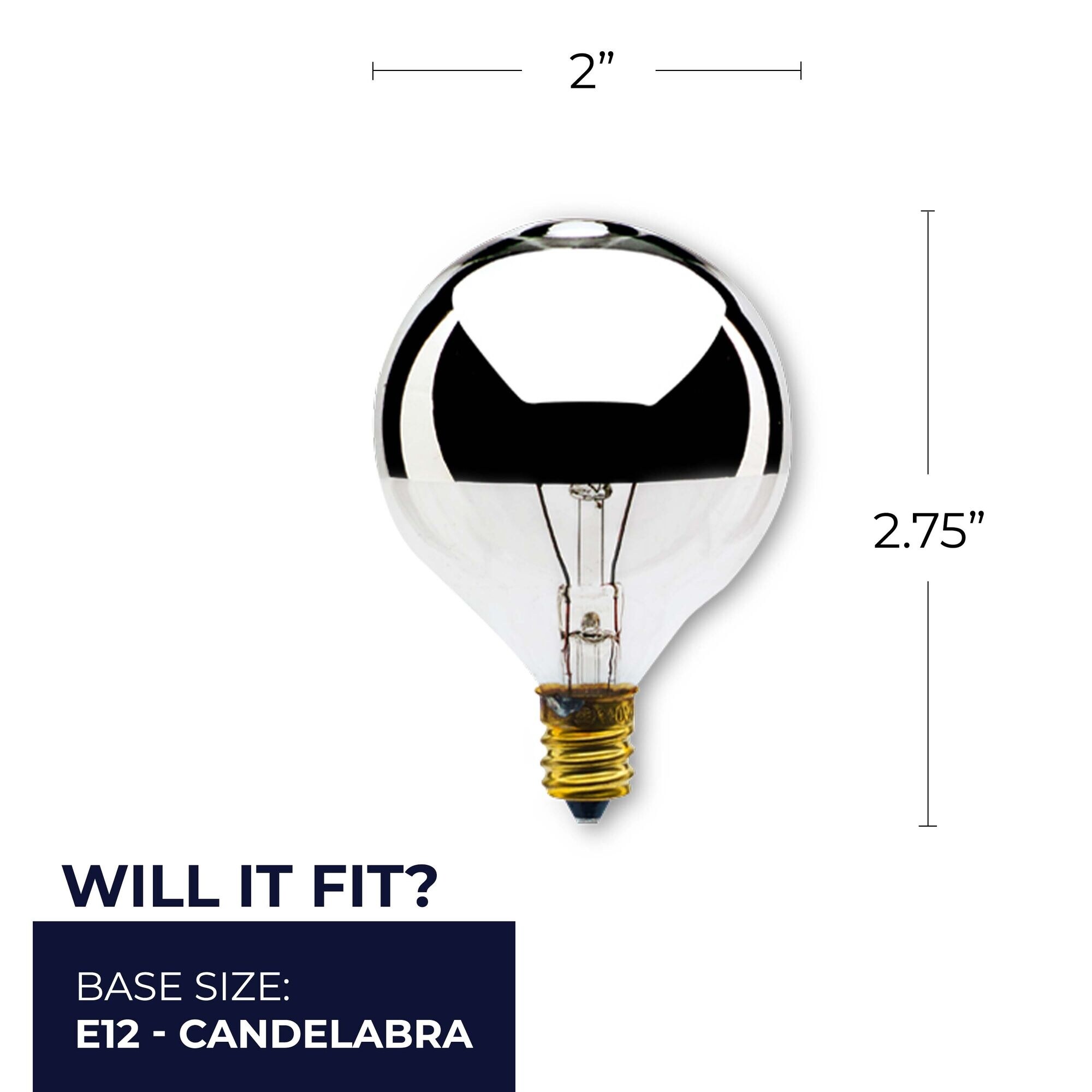 Bulbrite Pack of 25 Dimmable Half Chrome G16.5 Candelabra E12 Incandescent Bulb On Sale Bed Bath Beyond 33425661