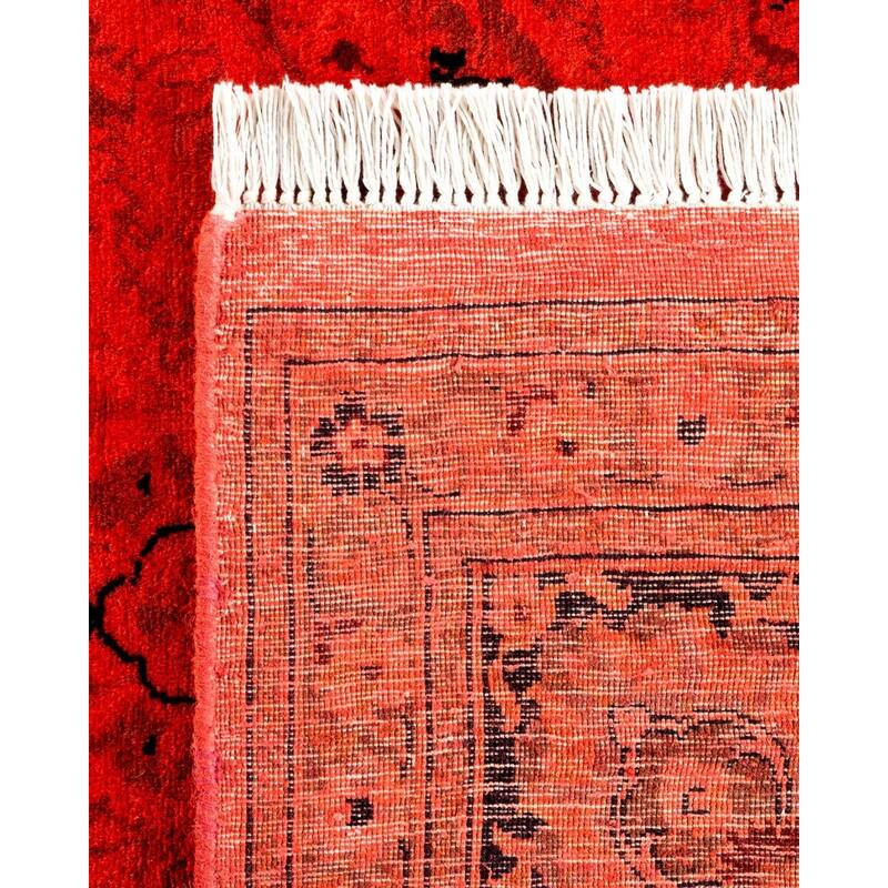 Overton Hand Knotted Wool Vintage Inspired Modern Contemporary Overdyed Red Area Rug - 6' 1" x 9' 4"