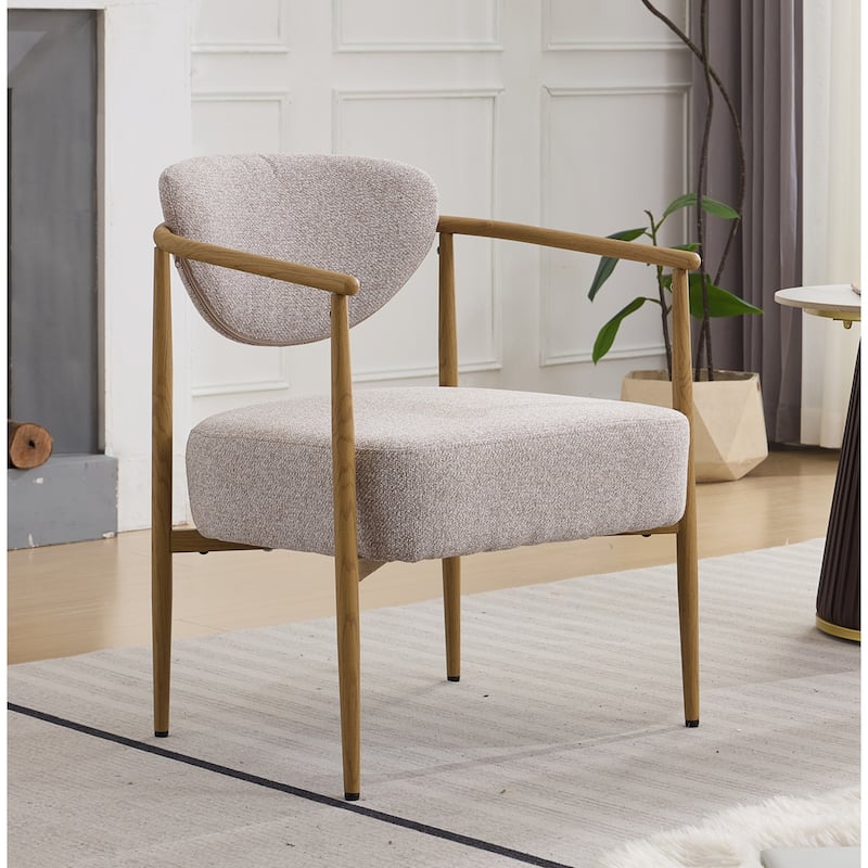 Beige Vanity Chair Dining Chair Accent Chair Set of 2 Reception Chair Fabric Kitchen Chair with Metal Legs - Beige