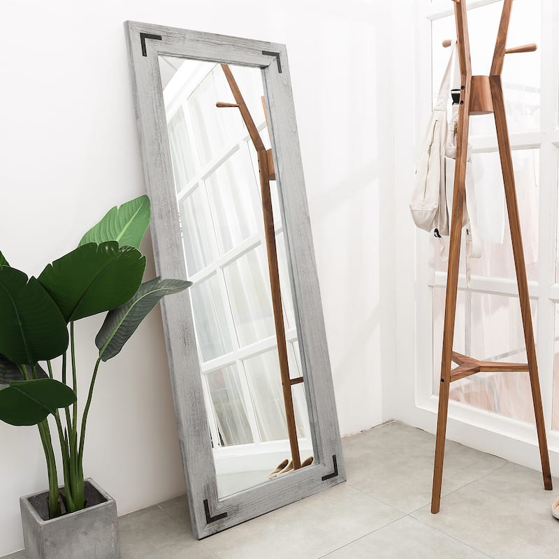 Farmhouse Rustic Wooden Framed Full Length Floor Mirror - 65"x24"