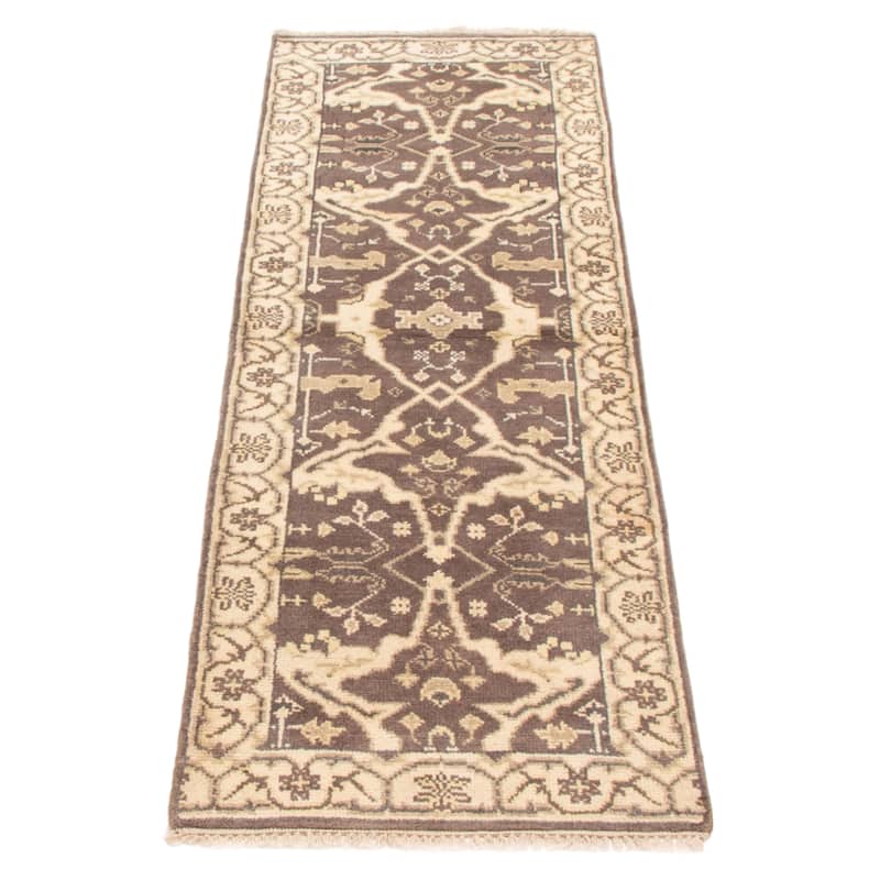 ECARPETGALLERY Hand-knotted Royal Oushak Brown Wool Rug - 2'6 x 7'8