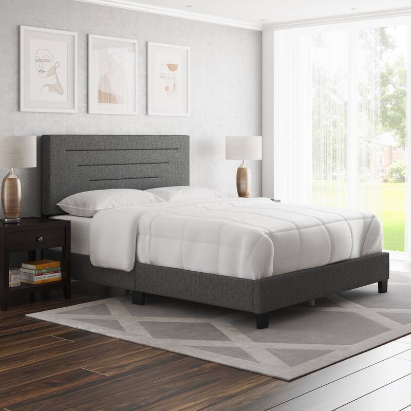 Boyd Sleep Cordoba Upholstered Linen Bed Frame - Charcoal - Queen