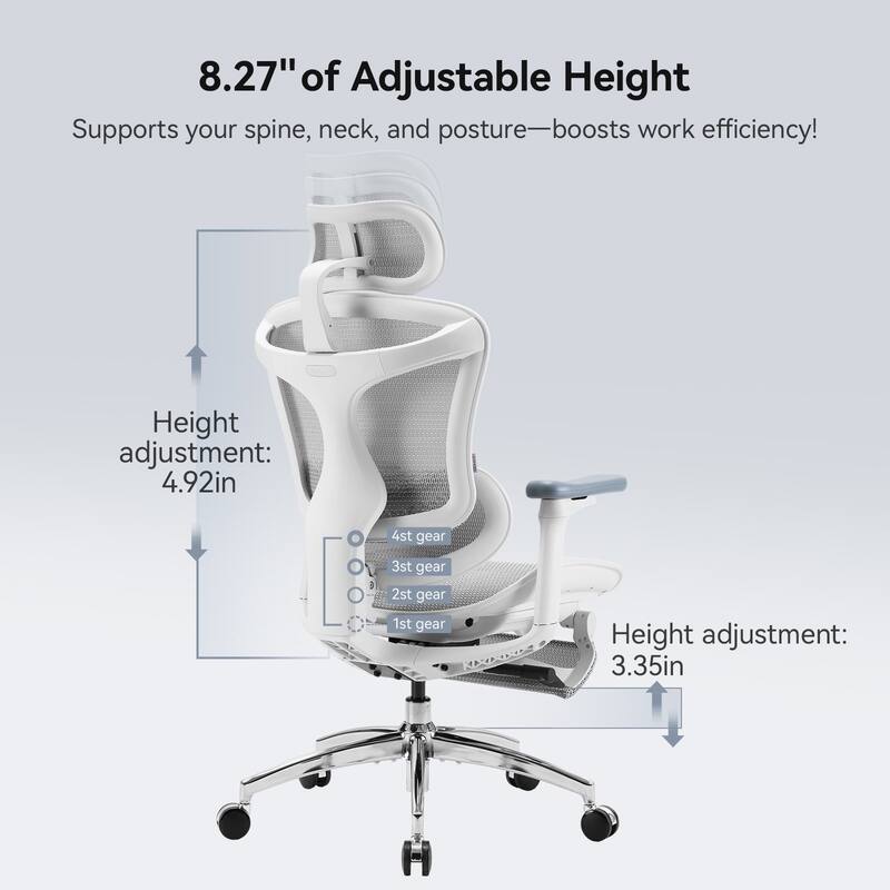 SIHOO C300 Computer Chair with Footrest, Gaming Chair with Soft 4D Armrests, Dynamic Lumbar Support and Swivel Office Chair