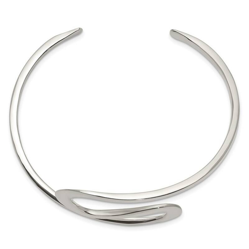 Curata 925 Sterling Silver 12mm Open Abstract Wide Cuff Stackable Bangle Bracelet