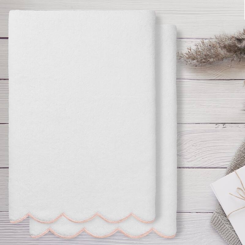 Authentic Hotel and Spa 100% Turkish Cotton ADORNIA Scallop Bath Towel