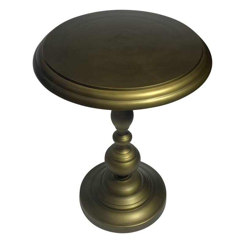 HomeRoots 24" Brass Aluminum Round Pedestal End Table - 18.5 in. x 24 in. x 18.5 in.
