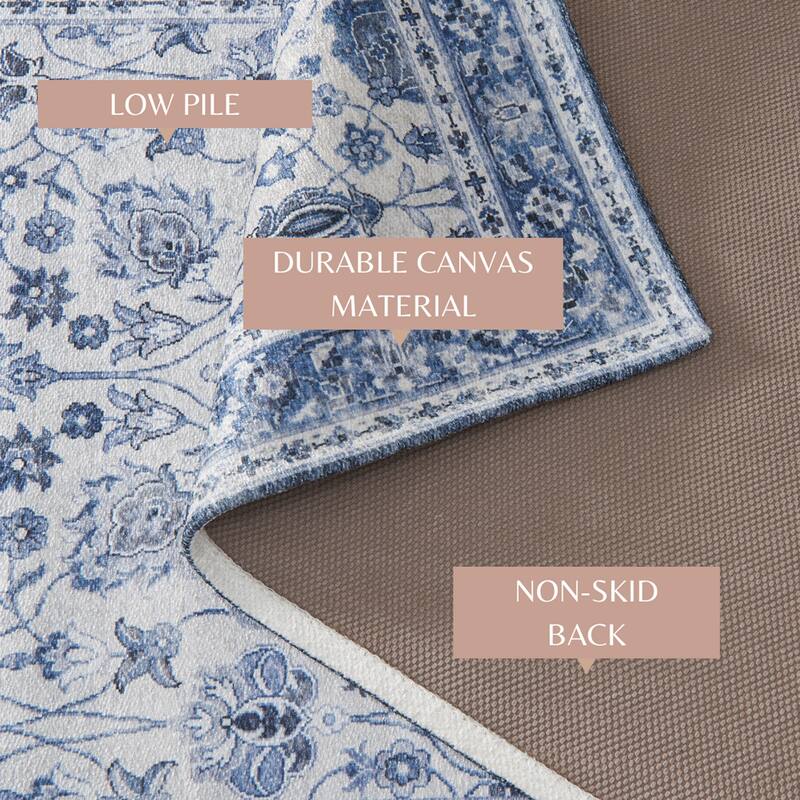 Linery & Co. Machine Washable Slip Resistant Vintage Medallion Patterned Accent Rugs
