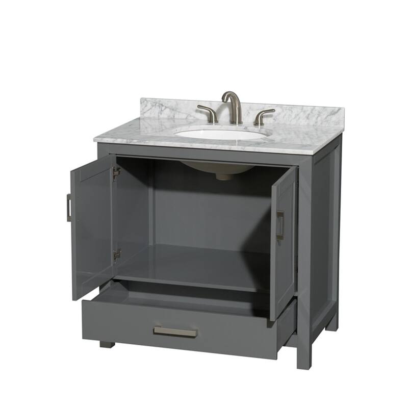 Wyndham Collection Sheffield 36" Freestanding Vanity Set with Hardwood