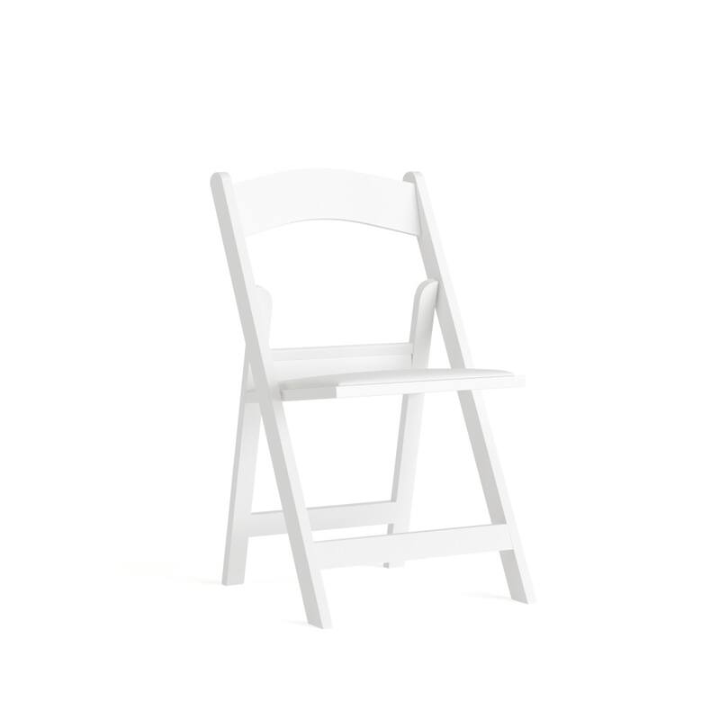 800 lb. Capacity White Resin Folding Chair with Slatted Seat