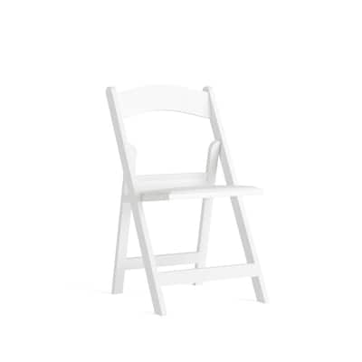 800 lb. Capacity White Resin Folding Chair with Slatted Seat