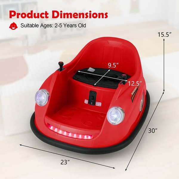 dimension image slide 1 of 4, Gymax 12V Electric Kids Ride on Bumper Car Battery Powered Bumping Car - See Details