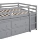 preview thumbnail 12 of 33, Full Size Loft Bed Kids Bed with Retractable Desk and Drawers, Solid Wood with Lateral Portable Desk and Shelves