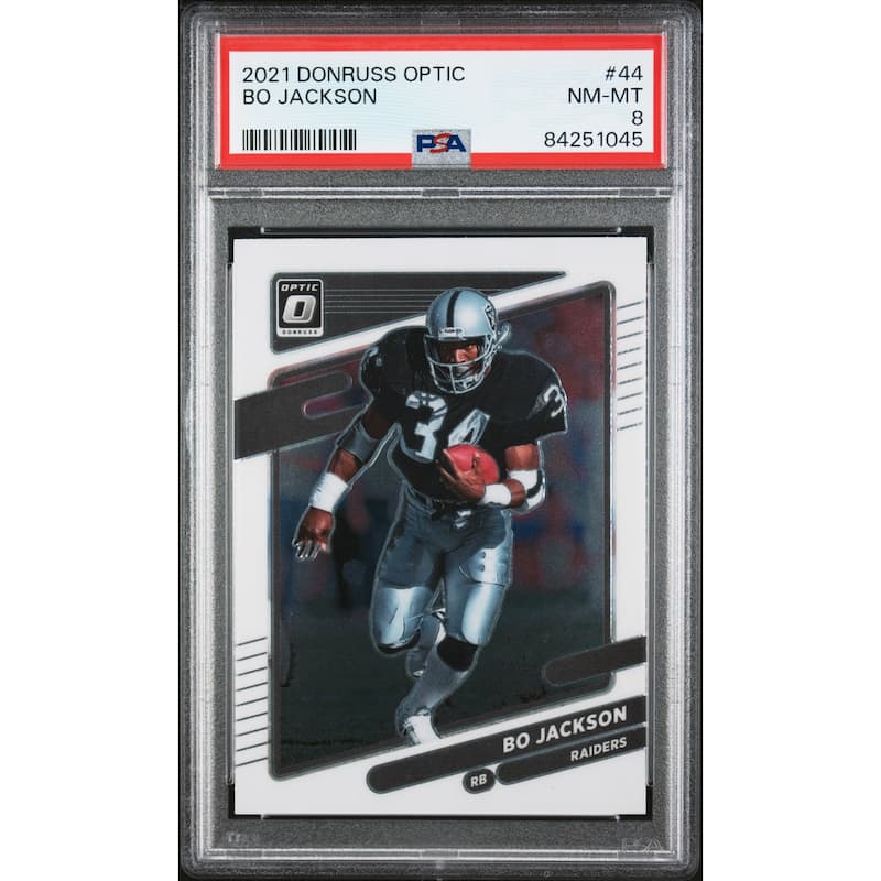 Bo Jackson 2021 Panini Donruss Optic Football Card #44 Graded PSA 8 - 8'6" x 11'6"