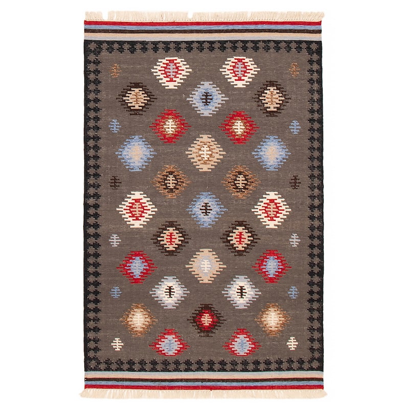 Ankara FW Grey Kilim 5'0" x 7'10" - 5'0 x 7'10 - Dark Grey - 5'0 x 7'10
