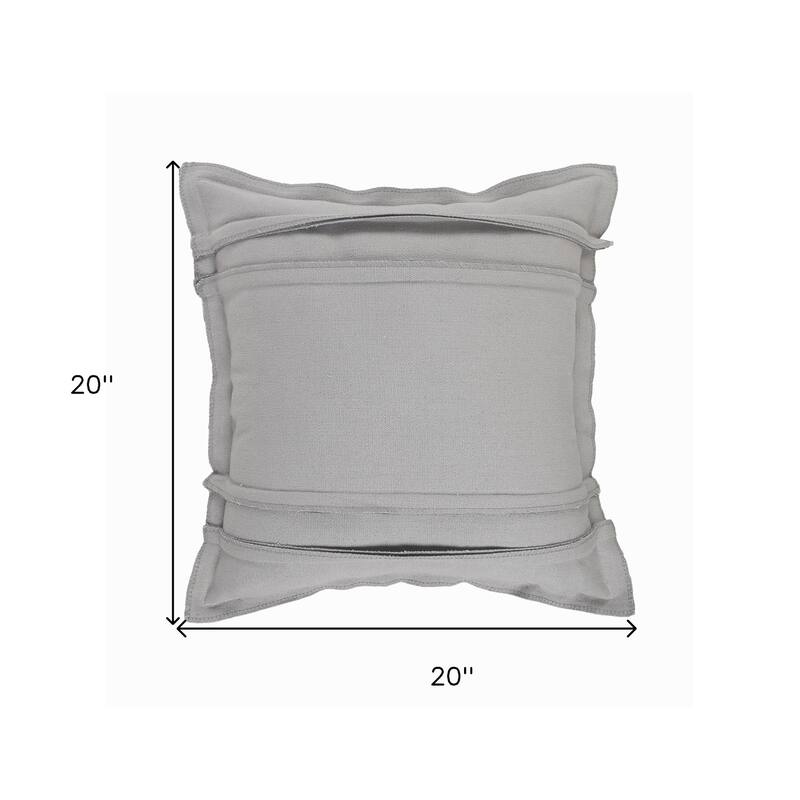HomeRoots 20" X 20" Light Gray Cotton Zippered Pillow