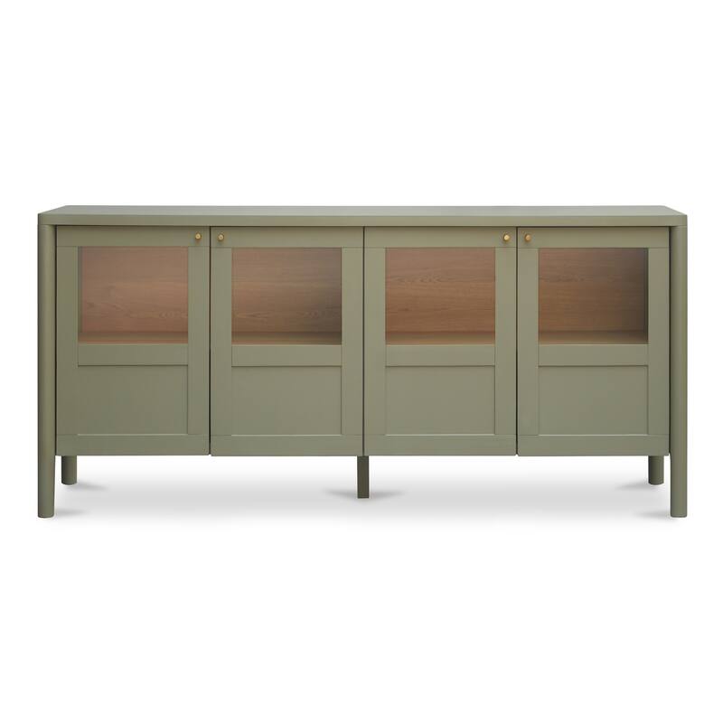 Title: NADAAL STUDIOS Delmira Sideboard, Millwork-Inspired Glass-Front Storage with Dowel Legs, Black - Green