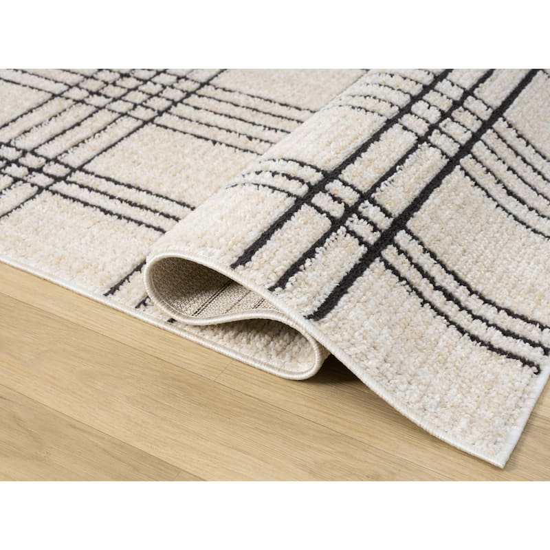 Nomad Collection Plaid Patterned Area Rug