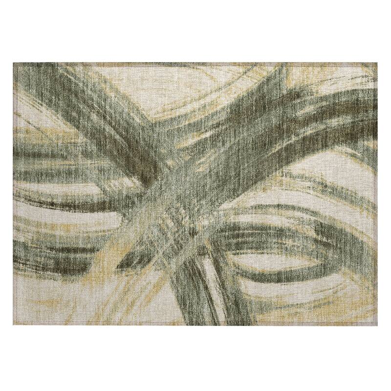 Machine Washable Indoor/ Outdoor Abstract Brushstroke Chantille Rug
