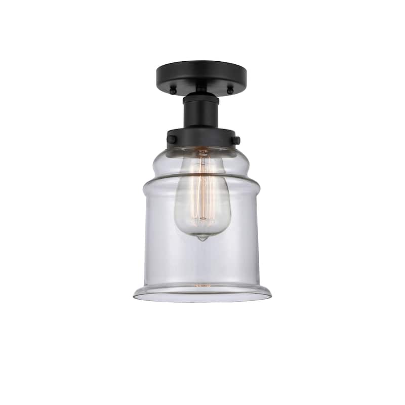 Innovations Lighting Edison Canton - 1 Light 6" Semi-Flush Mount - Clear/Matte Black