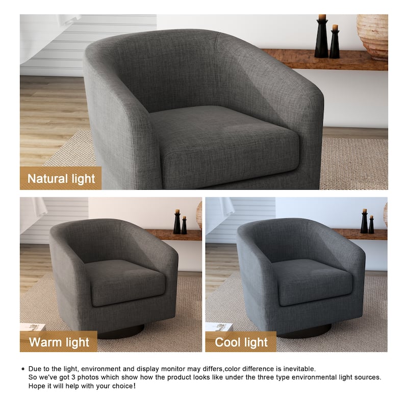 Round Barrel Armchair 360-Degree Swivel Accent Chairs