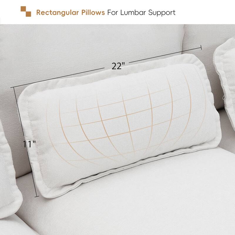 Modular U-shaped Sectional Sofa with 4 Waist Pillows, 6-Seat Upholstered Sofa with Chaise Lounge, Oversized Chenille Cloud Sofa