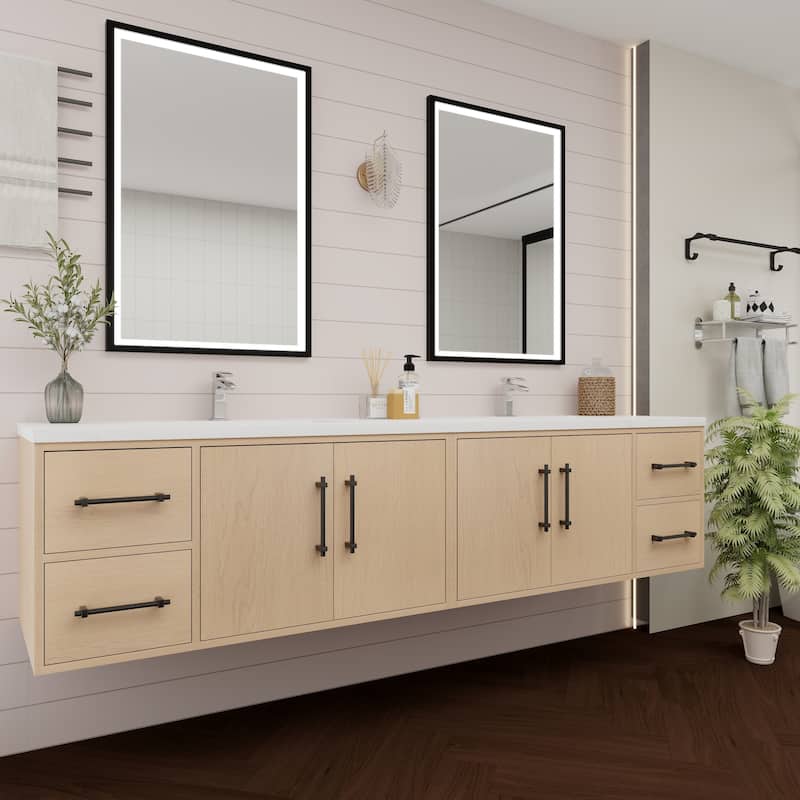Victoria 84'' Wall-mounted Vanity with Double Reinforced Acrylic Sink - 83.5