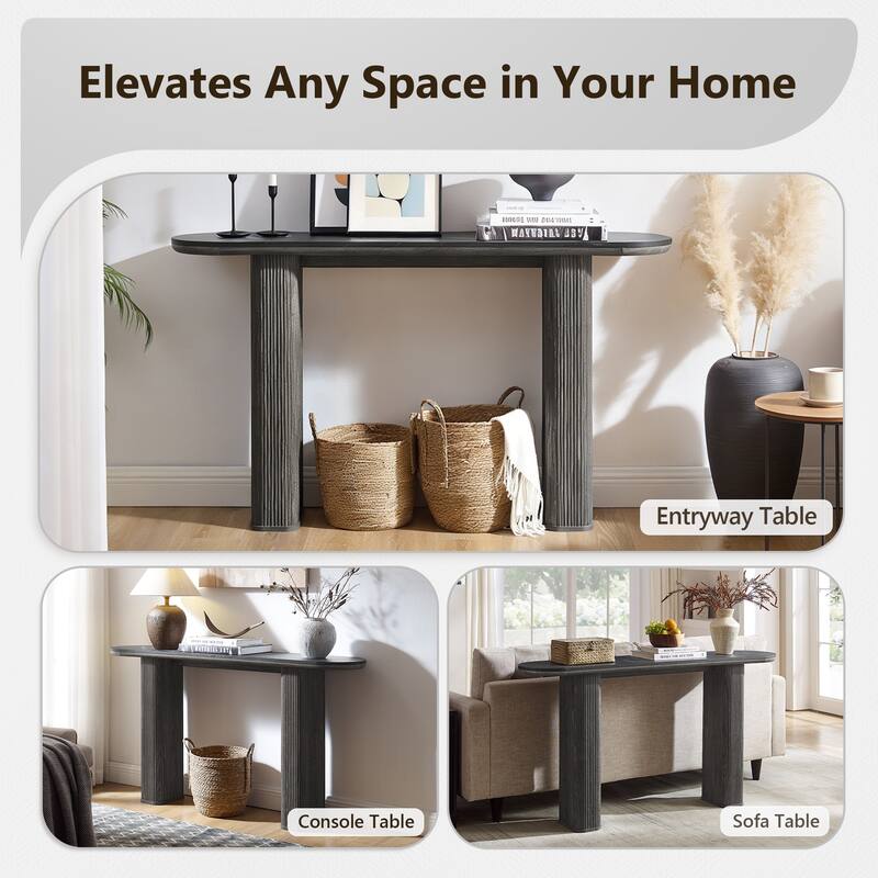 63" Modern Console Table, Entryway Table, Sofa Table with Fluted Bases