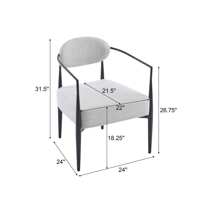 Roomfitters Mid-Century Modern Upholstered Accent Armchair with Metal Frame