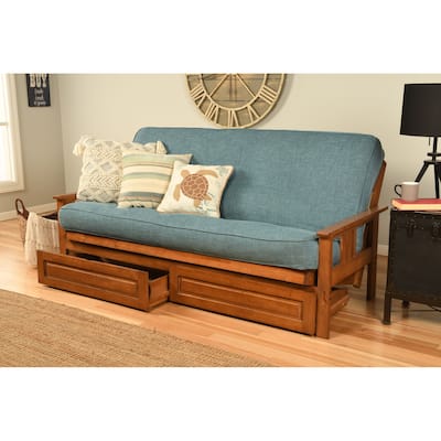 Somette Monterey Sofa in Barbados Finish with Storage and Removable Linen Mattress Cover