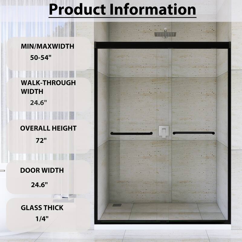 Double Sliding Framed Shower Door in Matte Black Finish