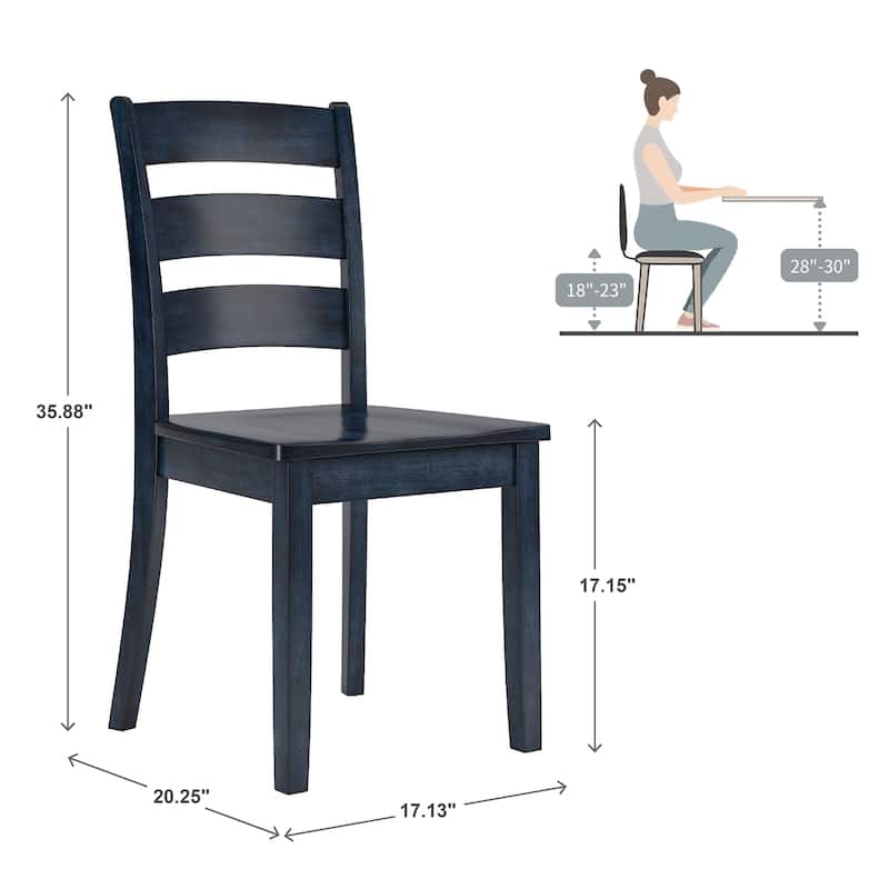 Wilmington II Round Pedestal Base Antique Dark Denim 5-Piece Dining Set by iNSPIRE Q Classic