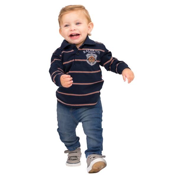 Shop Pulla Bulla Baby Boy Long Sleeve Striped Polo Shirt