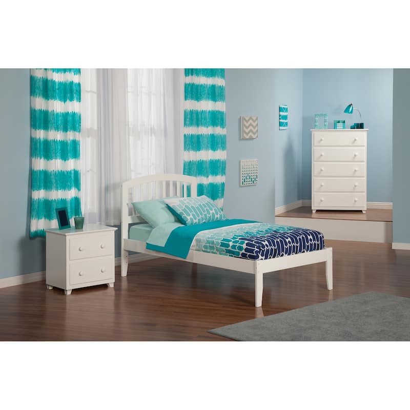 Richmond Twin XL Platform Bed with USB Charging Station in White