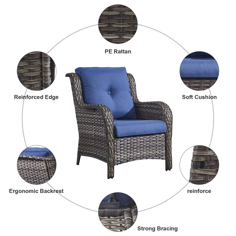 Gymojoy Patio Outdoor Wicker Sofa Set with Fire Pit Table