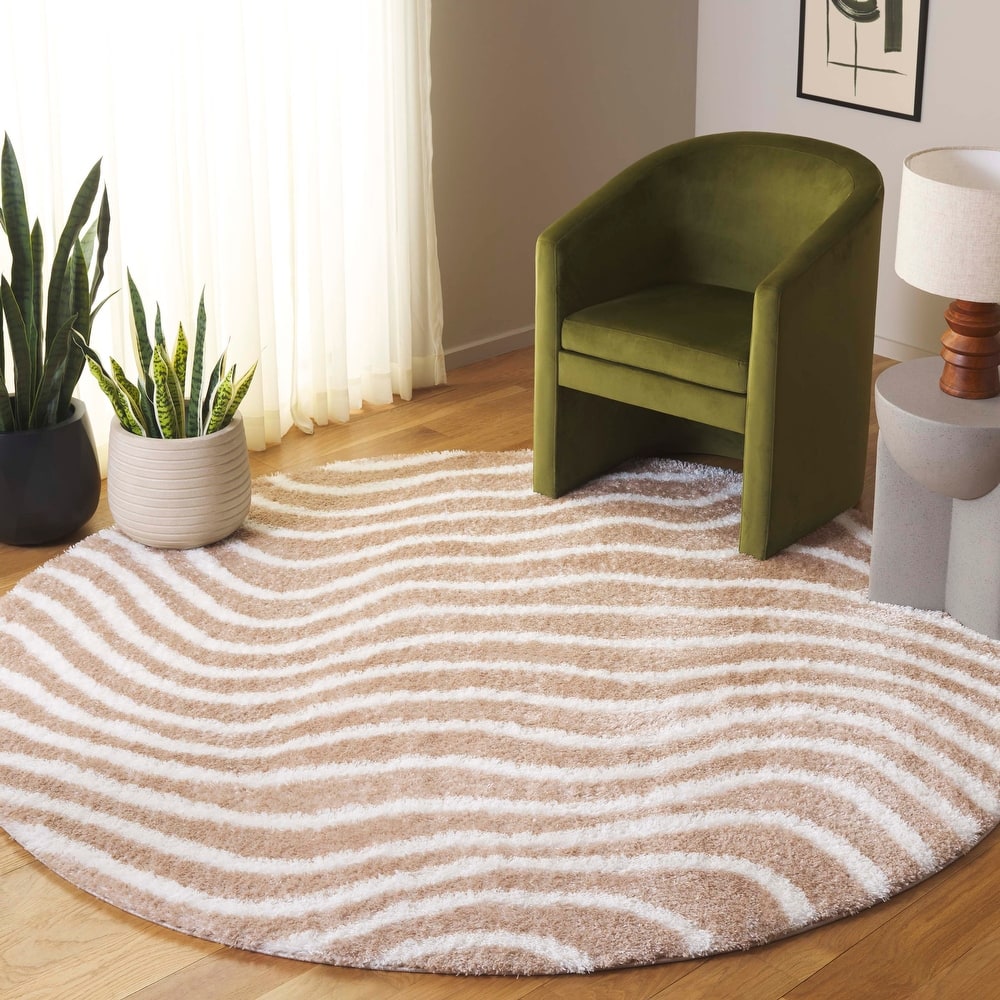 SAFAVIEH Tahoe Rica Shag Modern Stripe 1.2-inch Thick Rug