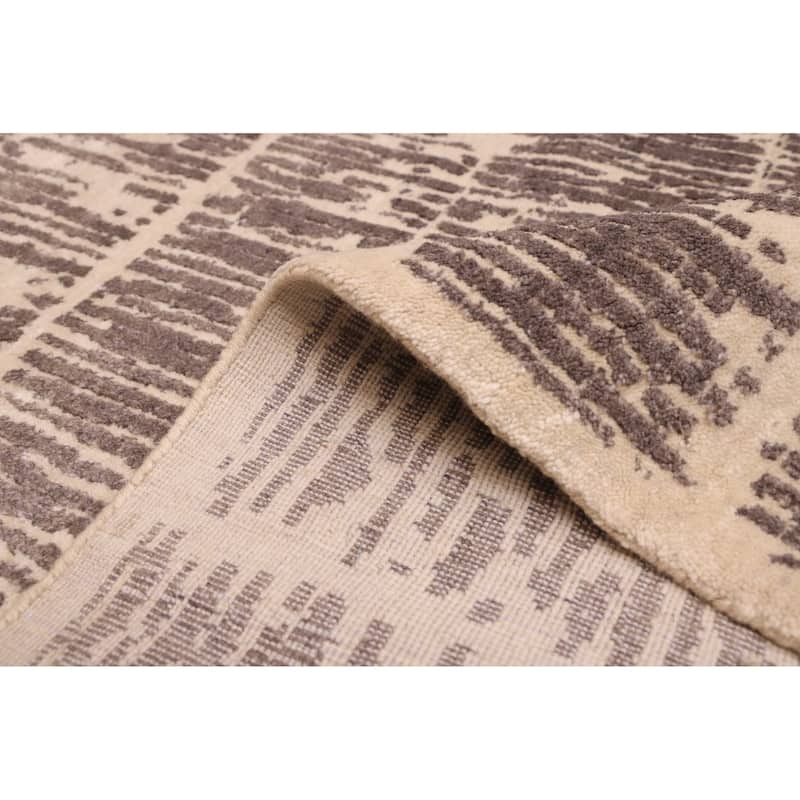 ECARPETGALLERY Hand Loomed Elysian Dark Grey Wool Rug - 8'1 x 10'1