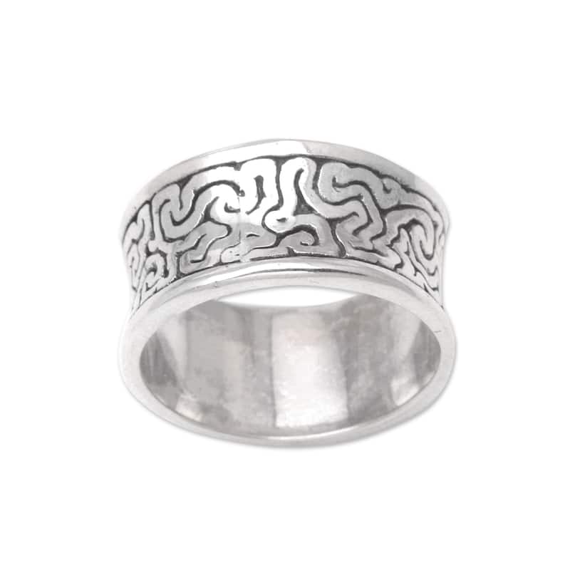 Novica Handmade In A Labyrinth Men'S Sterling Silver Band Ring
