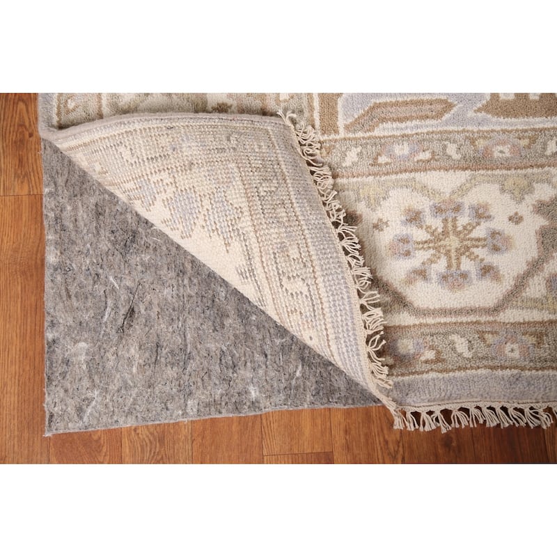 Silver Gray Oushak Indian Area Rug Handmade Wool Carpet - 6'0"x 8'10"