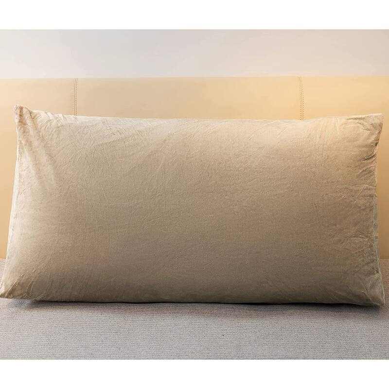 Cheer Collection Hollow Fiber Filled Wedge Pillow with Velvet Cover - Taupe