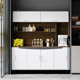 White Kitchen Cabinet Pantry Cabinet Buffet: Modern Design with Ample ...