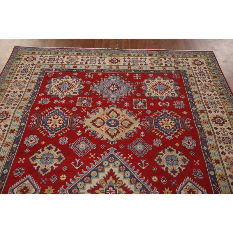 Red Kazak Oriental Area Rug Handmade Wool Carpet - 6'8" x 9'10"