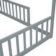 preview thumbnail 18 of 18, Kid Bed Frame Double Twin Size Floor Bed with Fence and Guardrails without Door